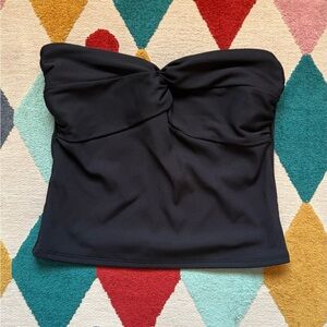 Express Body Contour Seamless Ribbed Twist Cropped Tube Top - Black - Size M